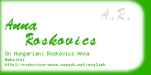 anna roskovics business card